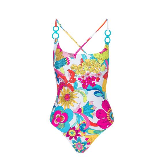 Trina Turk Fontaine Convertible Maillot One Piece Swim Suit 12 NWT - Picture 5 of 5
